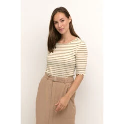 Vrouwenblouse Cream Ribba Stripe -URBAN CLASSICS WINKEL cream 10612457 105572 3