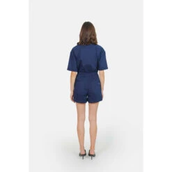 Blauwe Katoenen Jumpsuit Met Korte Mouwen Voor Dames F.A.M. Paris Dolce -URBAN CLASSICS WINKEL f a m paris cc 26 sho navy 3