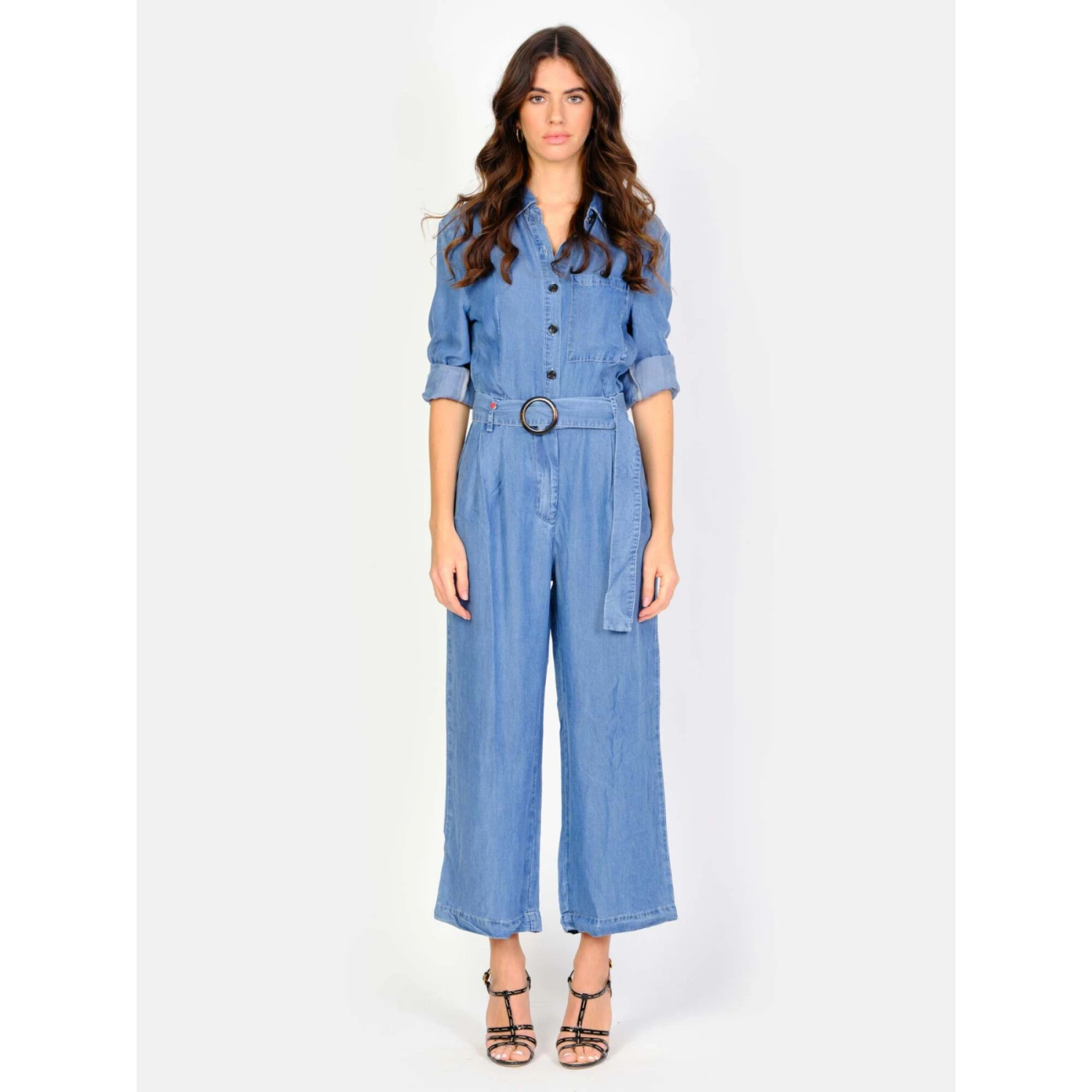 Blauwe Tencel Jumpsuit Voor Dames F.A.M. Paris Dory 2 Blauwe Tencel Jumpsuit Voor Dames F.A.M. Paris Dory - Afbeelding 2