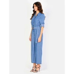 Blauwe Tencel Jumpsuit Voor Dames F.A.M. Paris Dory 6 Blauwe Tencel Jumpsuit Voor Dames F.A.M. Paris Dory -URBAN CLASSICS WINKEL f a m paris fl 28 co blue 2
