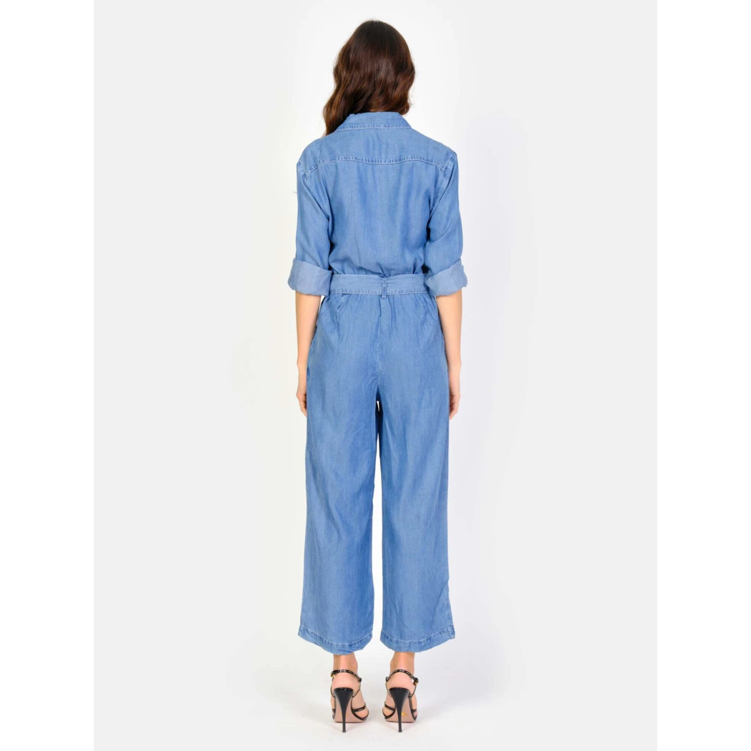 Blauwe Tencel Jumpsuit Voor Dames F.A.M. Paris Dory 4 Blauwe Tencel Jumpsuit Voor Dames F.A.M. Paris Dory - Afbeelding 4