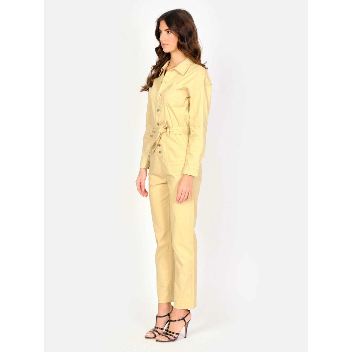 Damesjumpsuit In Geel Stretchkatoen Met Lange Mouwen F.A.M. Paris Doria 3 Damesjumpsuit In Geel Stretchkatoen Met Lange Mouwen F.A.M. Paris Doria - Afbeelding 3