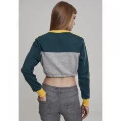 URBAN CLASSICS Woman's Urban Classic 3-tone Stripe Crew T-shirt -URBAN CLASSICS WINKEL tb1987 01324 tb1987 m2 01324grey jasper chrome yellow