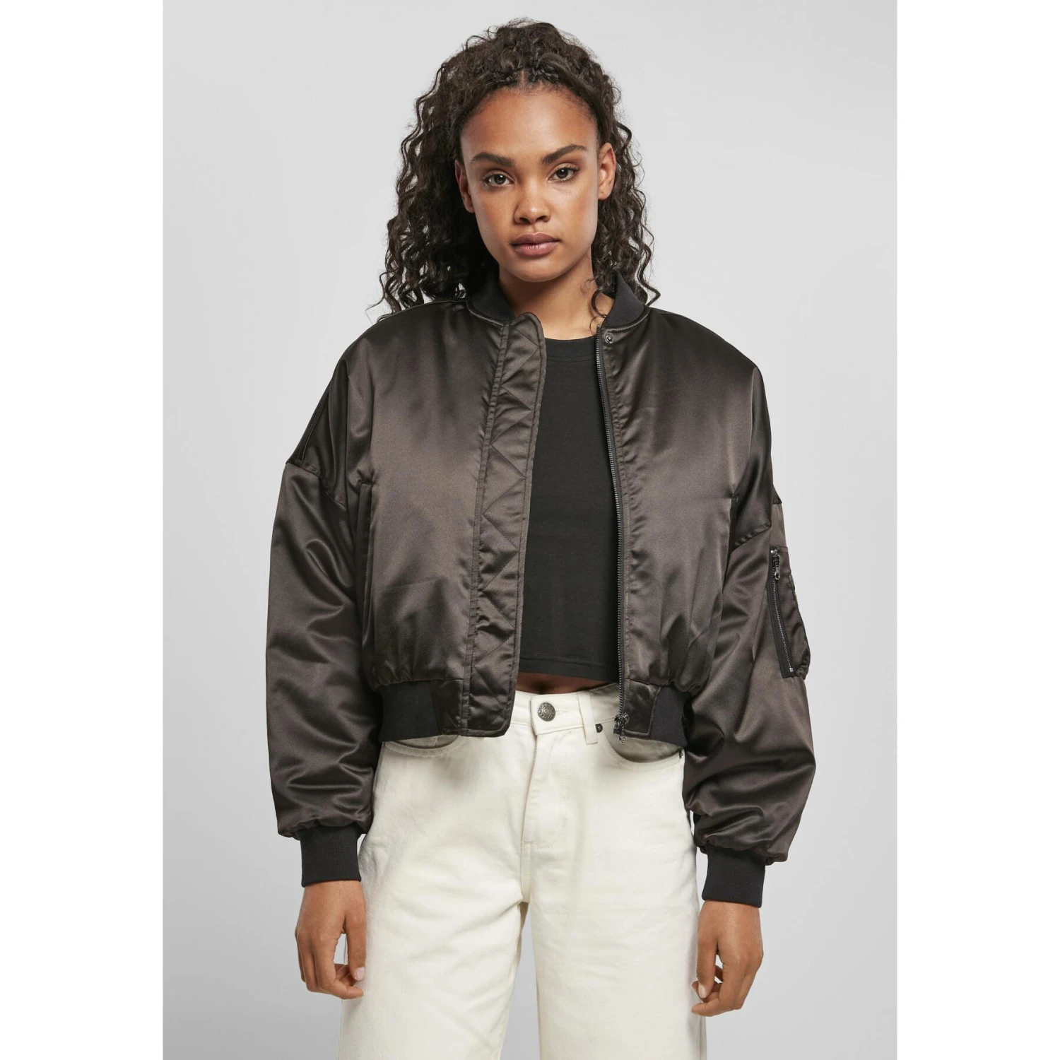 Dames Bomber Urban Classics Oversized Satin 4 Dames Bomber Urban Classics Oversized Satin - Afbeelding 4