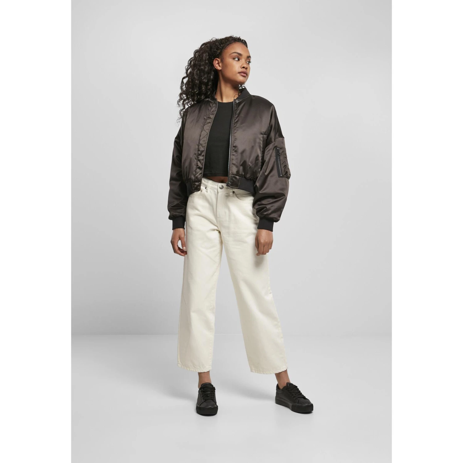 Dames Bomber Urban Classics Oversized Satin 3 Dames Bomber Urban Classics Oversized Satin - Afbeelding 3