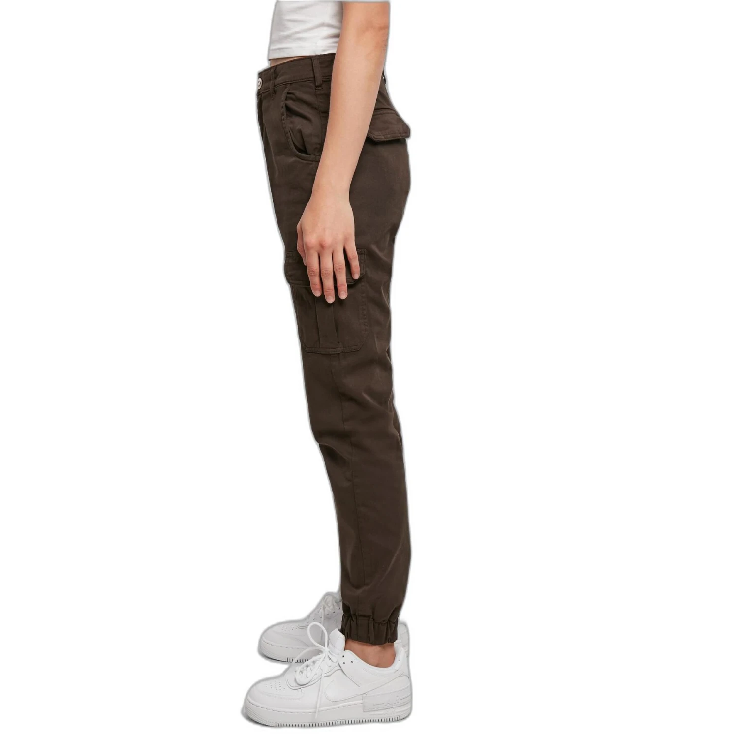 Hoog Getailleerde Cargo Broek Dames Urban Classics 8 Hoog Getailleerde Cargo Broek Dames Urban Classics - Afbeelding 8