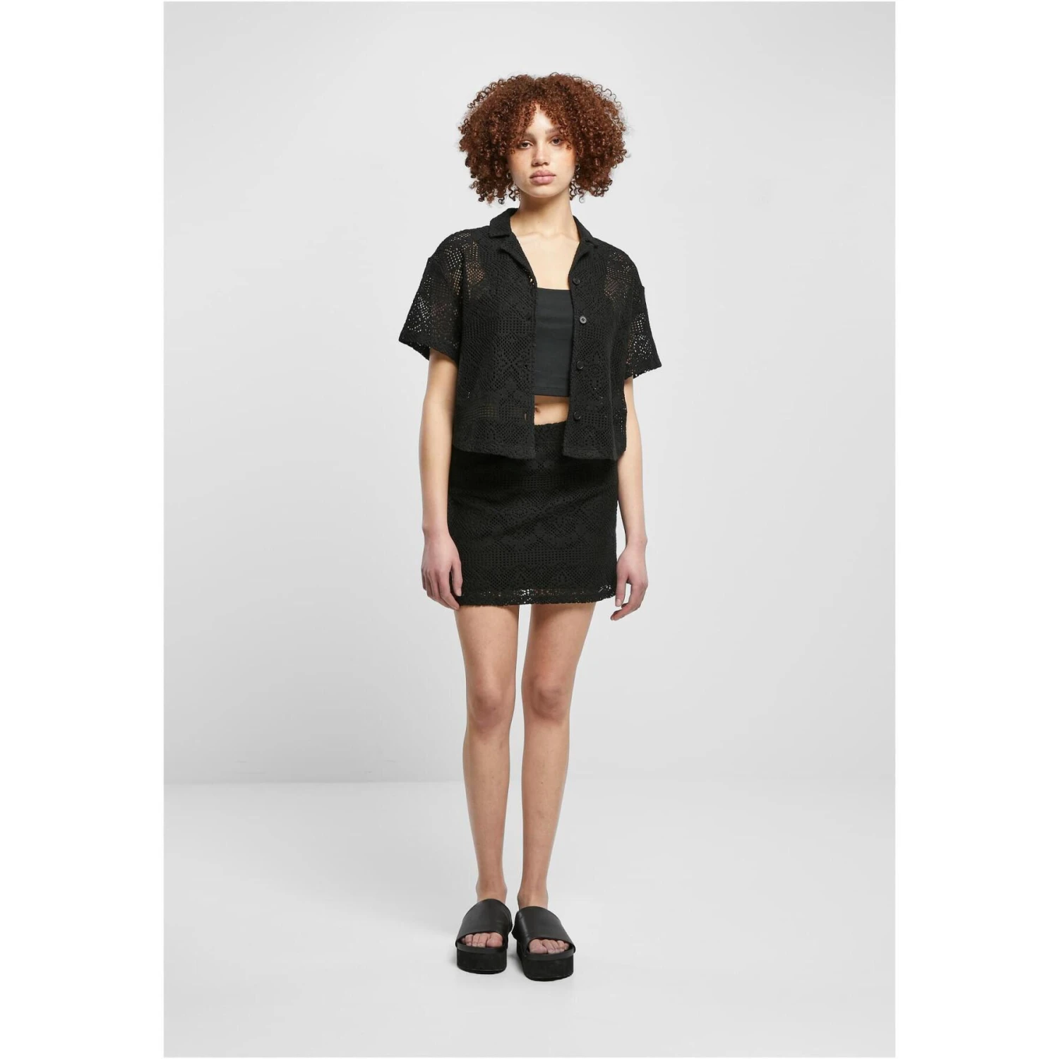 Damesshirt Grote Maten Grote Maten Urban Classics Crochet Lace 2 Damesshirt Grote Maten Grote Maten Urban Classics Crochet Lace - Afbeelding 2