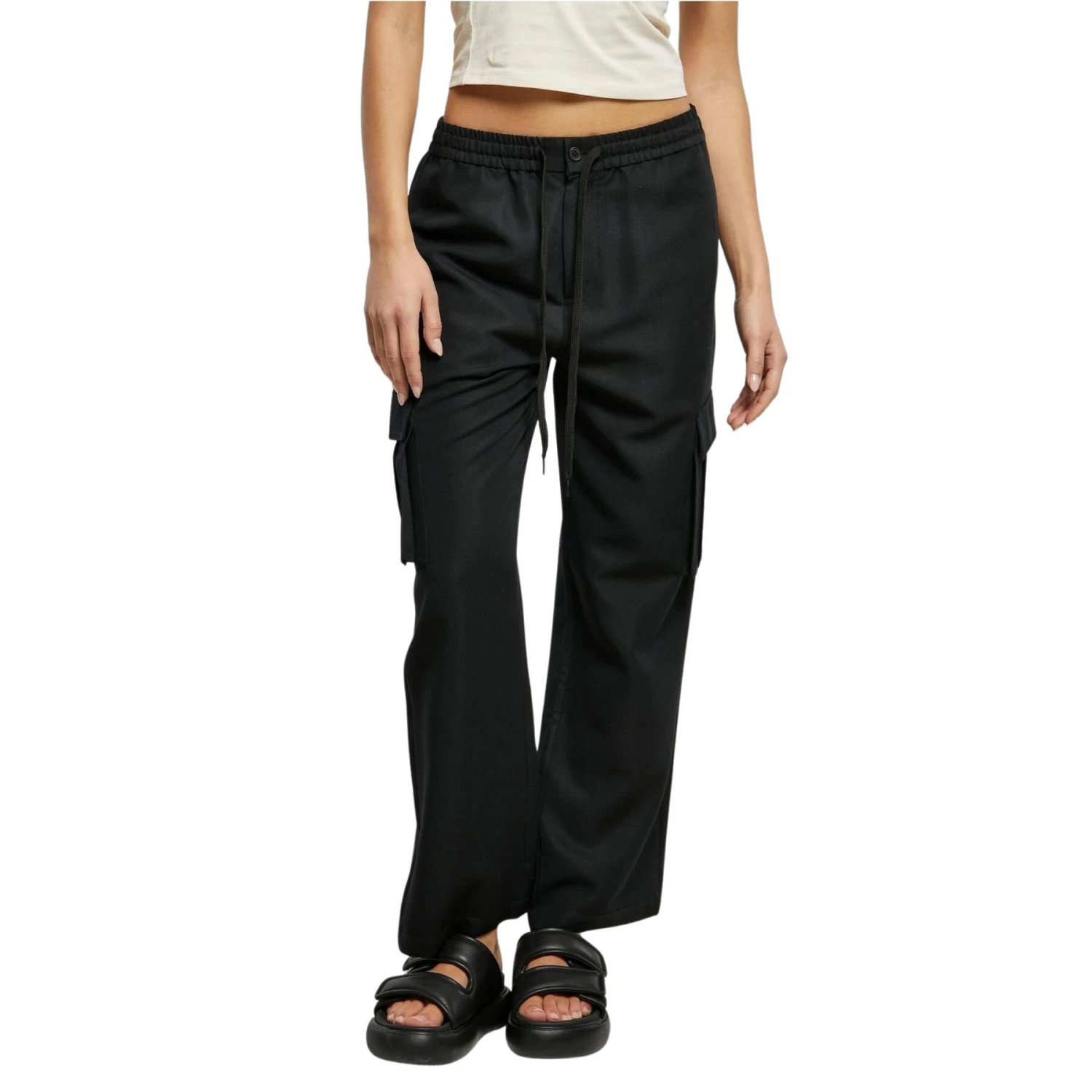 Cargo Broek Met Wijde Pijpen Dames Groot Getailleerd Urban Classics Vicose 2 Cargo Broek Met Wijde Pijpen Dames Groot Getailleerd Urban Classics Vicose - Afbeelding 2